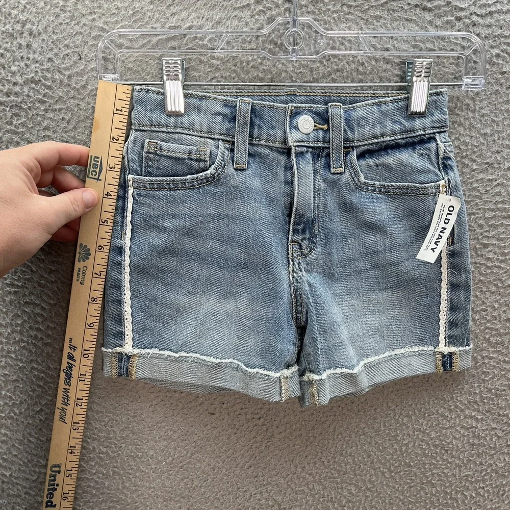 Old Navy Shorts Girls 8 Blue High Rise Built In Tough Distressed Denim Preppy‎